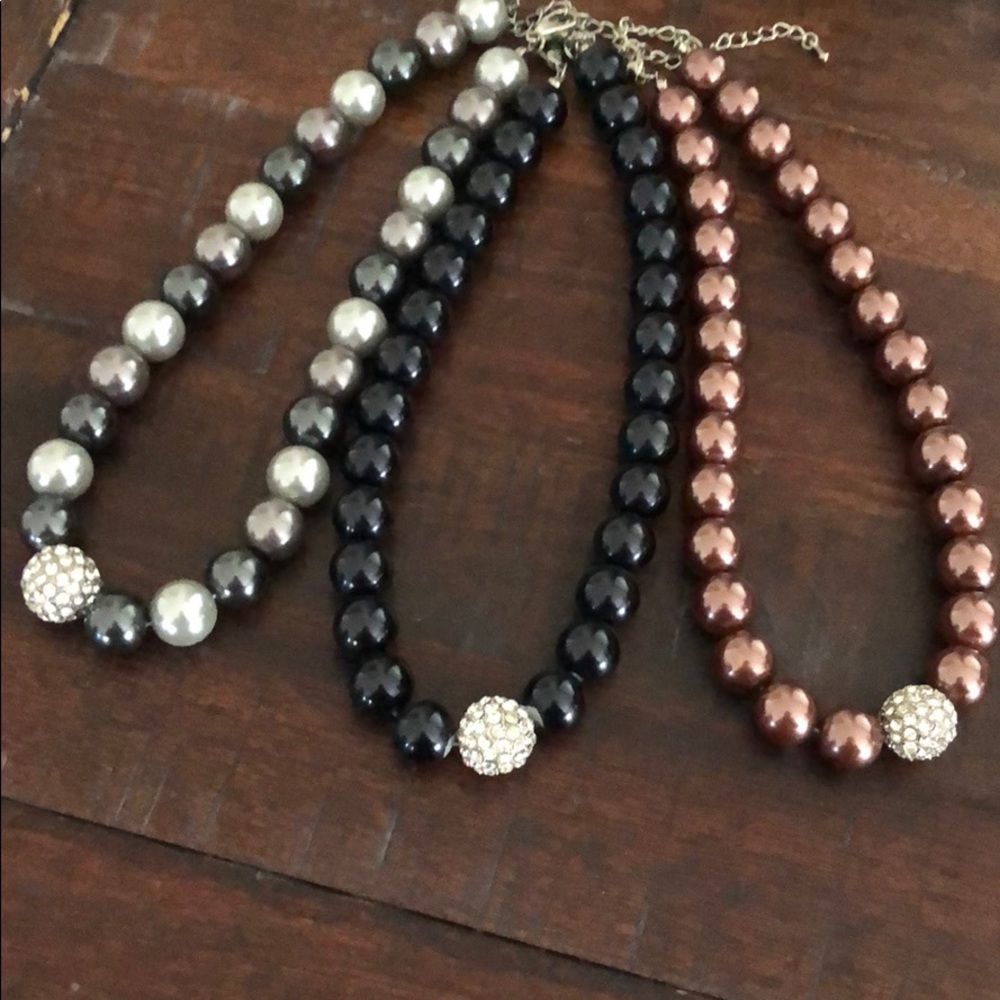 Lot of 3 - Beaded Crystal Necklaces